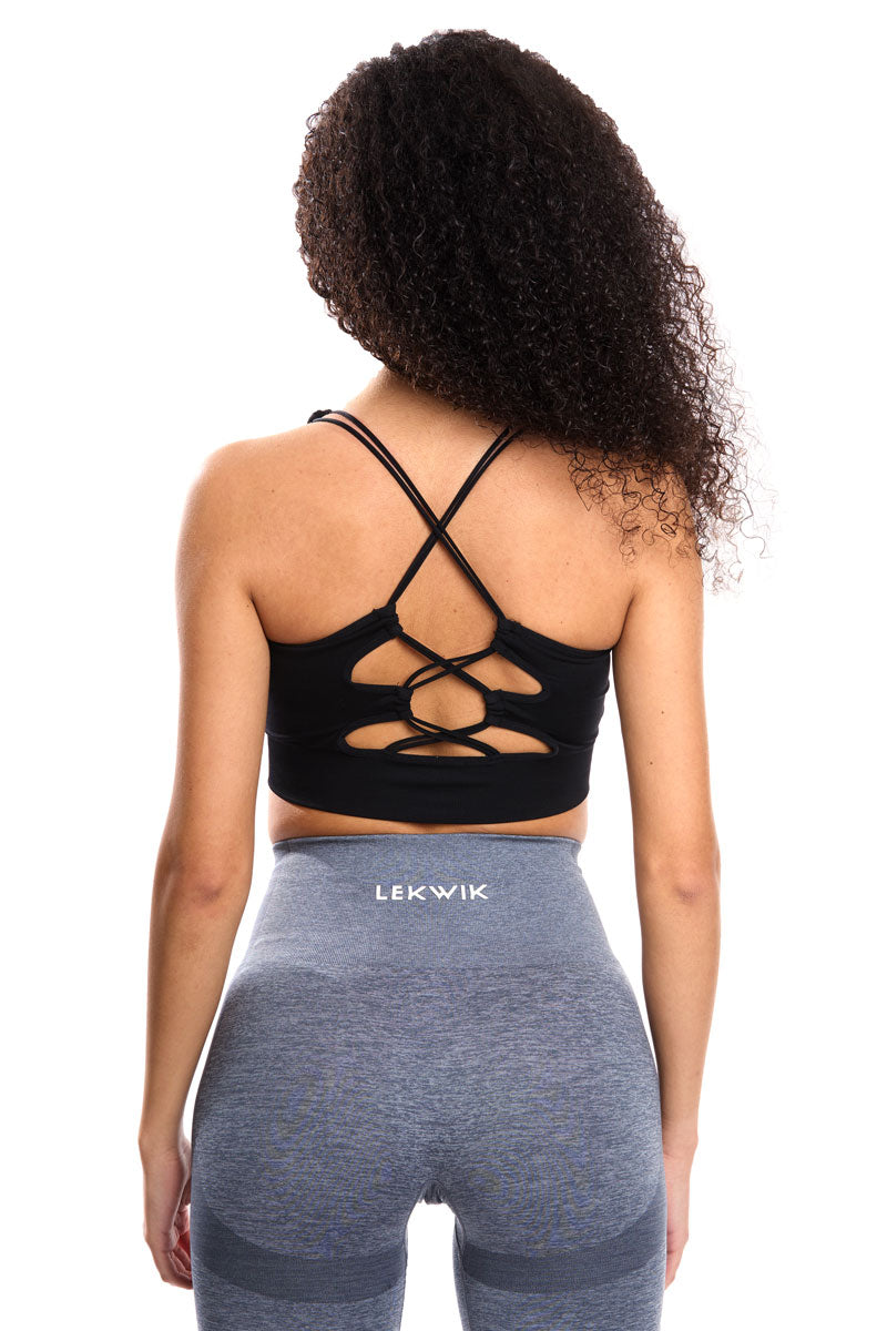 INES black woven sports top