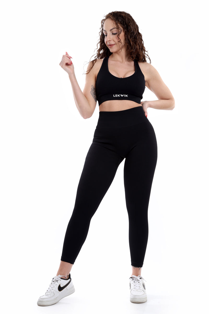 Black ribbed sports top, CIRCE model