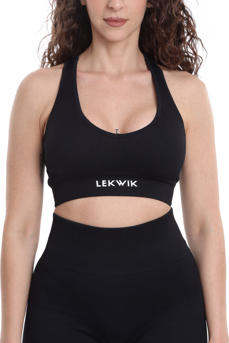 Black ribbed sports top, CIRCE model